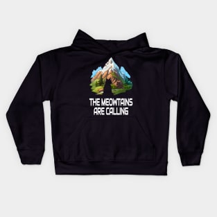 cool hiking season cat silhouette mountaineering backpacking mountain climbing nature lover traveling trekking Kids Hoodie